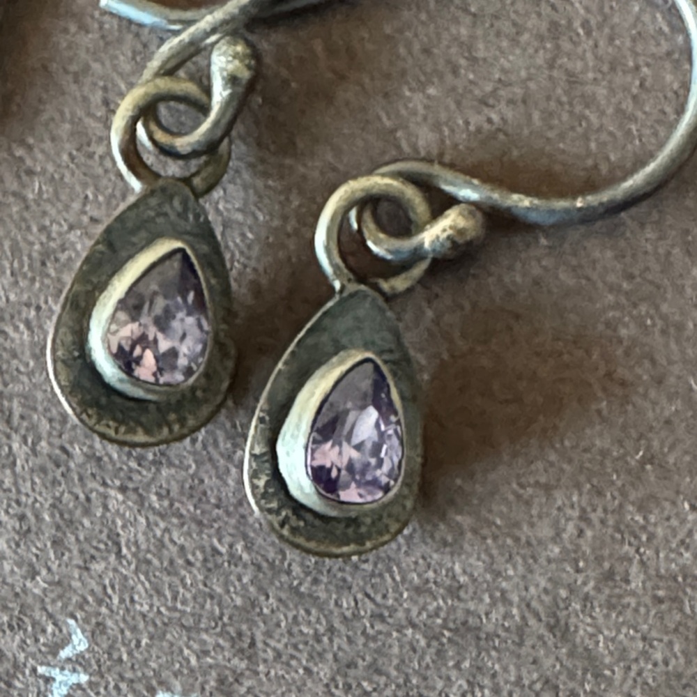 Silpada Sterling Silver Amethyst Teardrop Dangle Earrings